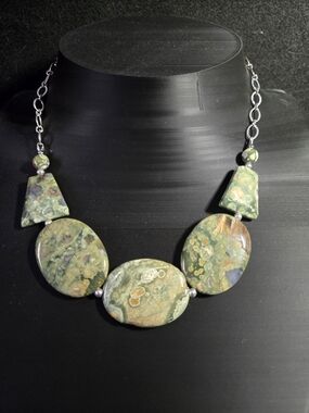 Artisan Green Rainforest Jasper Statement Necklace